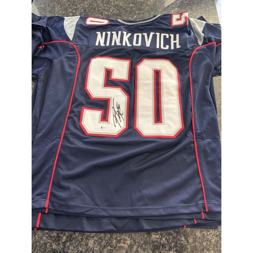 Rob Ninkovich Signed New England Patriots Jersey Beckett Witnessed Size XL Navy